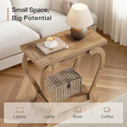 Tribesigns End Table, Narrow Wood Side Table with Storage Shelves, 2-Tier Bedside Accent Furniture for Living Room, Small Spaces, Bedroom, Brown (2, Brown)