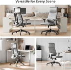 EUREKA ERGONOMIC Valen Leather Desk Chair, High Back Office Chair, Microfiber PU Leather Office Chair with Wheels, Executive Office Chair Comfy for Samll Spaces, Grey