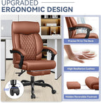 Big and Tall Executive Leather Reclining Office Chair with Footrest and Lumbar Support