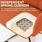 Velvet Office Chair, Comfy Home Office Desk Chairs with Lumbar Support, Modern Velvet Desk Chair Gold Legs Small Swivel Task Chair for Home Office, Bedroom, Study (Orange, L)