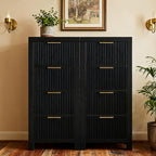 Modern Solid Wood Chest of Drawers, Multifunctional Large-Capacity Storage Drawer Cabinet, Dresser Organizer with Metal Handle, for Hallway, Entryway, Black X2