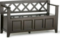SIMPLIHOME Amherst Entryway Storage Bench - 48 inch Wide Solid Wood Hallway Seat in Hickory Brown, Transitional Bench for Entryway or Living Room with Lift-Up Lid and Spacious Storage
