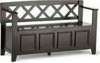 SIMPLIHOME Amherst Entryway Storage Bench - 48 inch Wide Solid Wood Hallway Seat in Hickory Brown, Transitional Bench for Entryway or Living Room with Lift-Up Lid and Spacious Storage