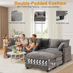 111.4" L-Shaped Cloud Chenille Sectional with Reversible Chaise, Flexible 3+1 Layout for Large Spaces, Deep Seat and Free Pillows Included