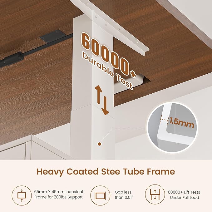 SEDETA Electric Standing Desk with 6 Drawers, 55" Adjustable Stand up Desk with Storage, Computer Desks with Power Outlets for Home Office, White