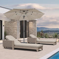 PURPLE LEAF 3-Piece Outdoor Chaise Lounge Set with Market Umbrella Adjustable Sunbathing Daybed for Pool, Garden and Backyard Nurture Shale