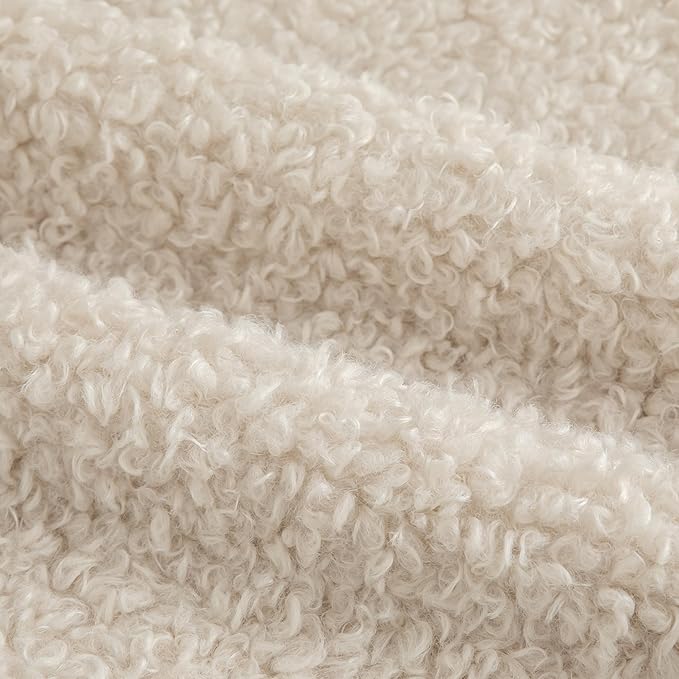Pack of 2 Curly Teddy Wool Faux Fur Throw Pillow Covers Fuzzy Accent Soft Sherpa Pillowcases Sheepskin Fleece Decorative Cushion Case for Sofa Couch Living Room 24x24 Inch Neutral Light Beige