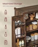 VASAGLE Pantry Cabinet, 15.7 x 30 x 71.7 Inches, Freestanding Tall Cupboard Storage Cabinet with a Drawer, 2 Cabinets, 6 Adjustable Shelves, for Living Room, Kitchen, Deep Brown UBBK561K01