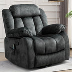 CANMOV Massage Swivel Rocker Recliner Chair with Heat and Vibration, 360 Degree Swivel Manual Recliners Antiskid Fabric Single Sofa Heavy Duty Reclining Chair for Living Room, Grey Green