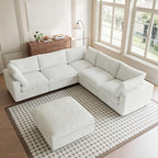 Modular Sectional Sofa, Convertible L Shaped Couch for Living Room, Deep Seat Cloud Sectional Couches, 5 Seat Comfy Modular Sofa, Couch Cushion Covers Removable, Beige
