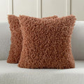 FUTEI Rust Decorative Throw Pillow Covers 18x18 Inch Set of 2,Soft Fluffy Faux Wool Fur Boucle Textured Cushion Case,Modern Home Decor for Couch Bed Living Room Office