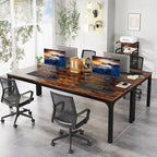 Tribesigns 78.7 Inches Extra Long Computer Desk 2 Person Desk, Double Long Desk, Workstaion for Home Office, Brown+Black