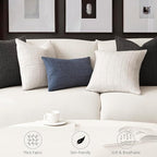 Foindtower Set of 2 Decorative Linen Check Throw Pillow Covers Neutral Farmhouse Lumbar Cushion Covers Modern Boho Home Decor for Sofa Chair Couch Bedroom Living Room,12×20 Inch,Cream White