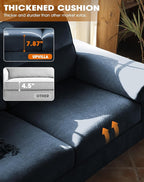 88.97" Modern Sofa Couch for Living Room, Deep Seat Sofas with 8”Cushion, Comfy 2-Seater Chenille Loveseat with Convertible Armrest, Removable Sofa Cover, High Leg (Blue)