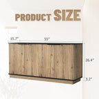 LKTART 55" Sideboard Buffet Cabinet with Storage, Wooden Fluted Storage Cabinet Sideboard with Adjustable Shelves Metal Rounded Corner for Kitchen Living Room (Natural)