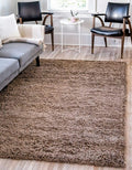 Unique Loom Solid Shag Collection Area Rug (4' 1" x 6' 1" Rectangle, Sandy Brown)