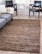 Unique Loom Solid Shag Collection Area Rug (4' 1" x 6' 1" Rectangle, Sandy Brown)