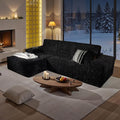 114" Glitter Cloud Sectional Couch with L-Shape Chaise, Modern Boneless Couches for Living Room, Fluffy Tufted Deep Seat Modular Sofa in a Box No Assembly
