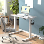 FLEXISPOT EN1 One-Piece Standing Desk, 48 x 24 Inches Electric Height Adjustable Desk for Home Office (White Frame + White Desktop)