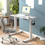 FLEXISPOT EN1 One-Piece Standing Desk 40"x24" White - Home Office Use, Height Adjustable with 4 Memory Presets, Supports Multiple Monitors, White Frame + White Top