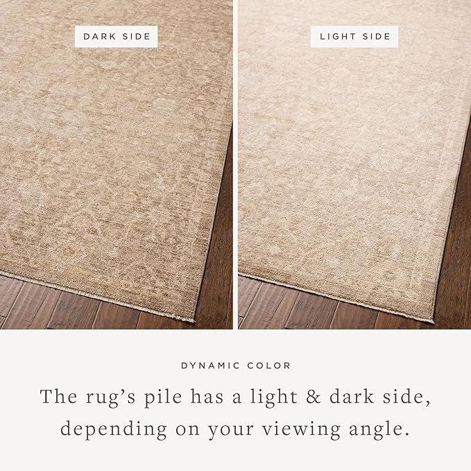 Loloi Chris Loves Julia Palma Collection PLM-01 Bark/Natural 2'-7" x 10'-0" Runner Rug Vintage Style Boho Living Room Bedroom Carpet