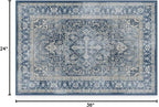 RUGGABLE Washable Area Rug – Kamran Admiral Blue 2x3, Stain-Resistant, Non-Slip – Small Machine Washable Rugs for Living Room, Bedroom, Hallway, Entryway & Bathroom–with Cushioned Pad
