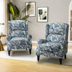 HULALA HOME Upholstered Wingback Recliner Chair Set of 2, Small Adjustable Footrest Push Back Single Reclining Sofa, Mid Century Modern Lounge Armchair for Living Room, Bedroom, Reading/Jacobean