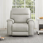 CHITA Large Power Zero Gravity Recliner Chair, Genuine Leather Recliner Chair for Adults with Adjustable Power Headrest and Hidden Slide-Out Cupholders, USB and Type-C Ports, Creamy Grey