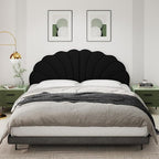 King Size Headboard Only, Petal Wall Mount Headboard King/California King Size for Adjustable Bed Velvet Upholstered Head Board Easy Assembly, Black