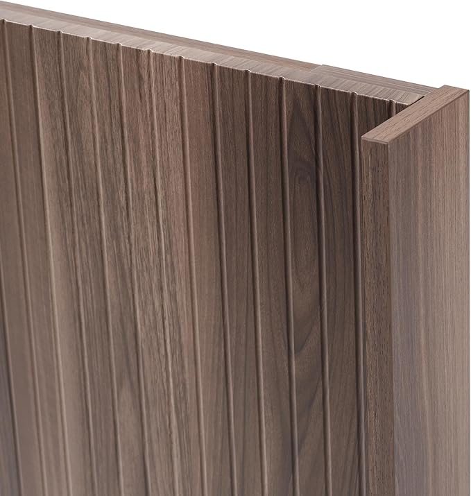 KEIKI Wooden Queen Size Headboard Only, 64.5" Wide Farmhouse Headboards with Wall Mounted Fluted Panel & Wingback for Bedroom, Walnut Brown