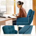 Velvet Office Chair, Comfy Home Office Desk Chairs with Lumbar Support, Modern Velvet Desk Chair Gold Legs Small Swivel Task Chair for Home Office, Bedroom, Study (Blue, L)