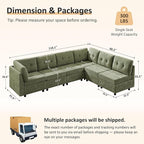 VANOMi 6 Seat Cloud Couches for Living Room, 118" Convertible Modular Cloud Sofas & Couches, Comfy Chenille Sectional Couch Sofa for Apartment, Office, Olive Green, L/U Shaped