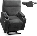 MCombo Lay Flat Dual Motor Power Lift Recliner Chair with Massage & Dual Heating, Arm Storage, Extended Footrest, USB A/C Ports & Cup Holders, Infinite Position for Elderly, Fabric LC002 (Gray)
