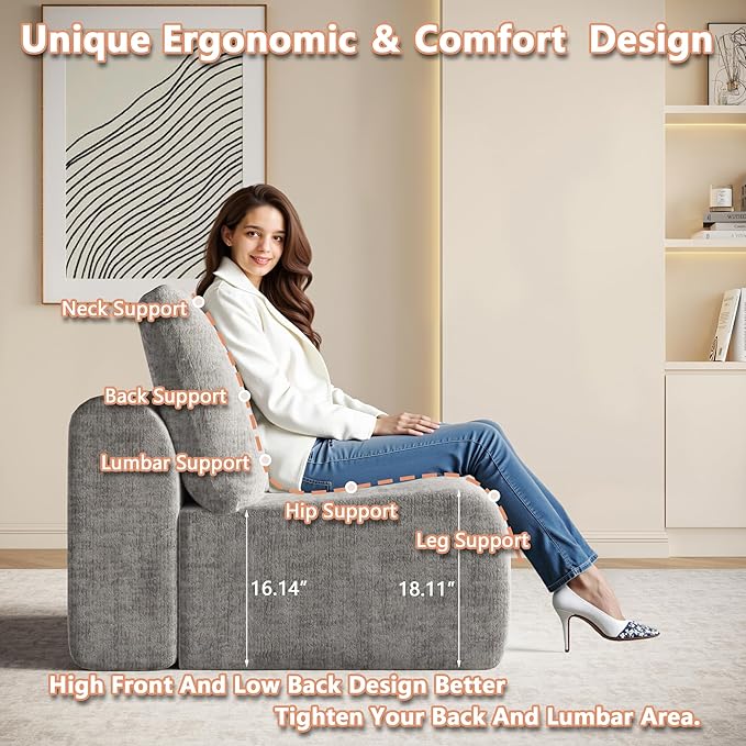 EASE MOOSE Oversized Sectional Cloud Couch, 9-Seat Modular Boneless Sofa Set with Deep Seat, No-Assembly Chenille Sofa for Living Room, Light Grey