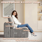 EASE MOOSE Sectional Cloud Couch Oversized for Living Room,7-Seat Modular Boneless Sofa U-Shaped Sofa with Ottoman, No-Assembly Chenille Couch, Light Grey