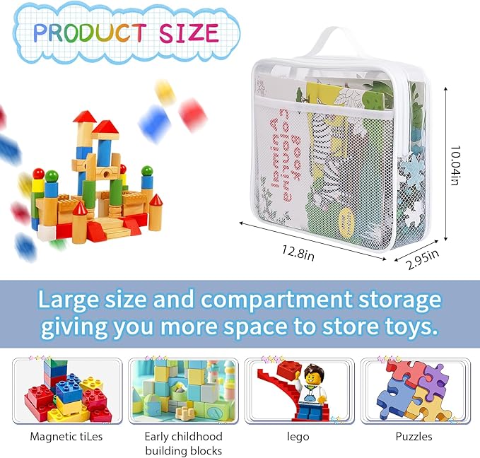 Large Kids Toy Storage Bag - Durable Waterproof Foldable Organizer, Portable Playroom Cleanup Solution for Toys, Books, Art Supplies (Eco-Friendly Material, White