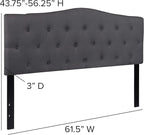 EMMA + OLIVER Arched Button Tufted Queen Size Headboard in Dark Gray Fabric