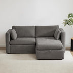 CHITA Modular Sectional Sofa, FSC Certified L Shaped Couch with Reversible Chaise, Modular Sectional Couch for Small Space, 78 Inch Width, 3 Seat Modular Sofa with Storage Ottoman, Grey