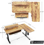 EUREKA ERGONOMIC Standing Desk with Keyboard Tray, Computer Desk, 61" L Shaped Electric Adjustable Height Desk w Monitor Stand LED, Corner Sit Stand Desk Gaming Desk, Dual Motor,Right/Rustic Brown