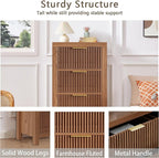 Modern 12-Drawer Solid Wood Dresser with Fluted Front & Gold Handles, Multifunctional Tall Storage Chest, for Hallway, Entryway, Walnut X3