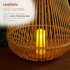 Alpine Corporation IWY108HH-L Outdoor Bamboo Lantern with LED Candle, Brown Finish for Patio and Garden Decor, 33" Tall