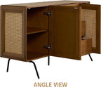 NTC MOSSIC Sideboard with 2 Doors and 3 Drawers, Buffet Cabinet with Natural Rattan and Metal Legs, Modern Storage Cabinet for Living Room, and Hallway, Effortless Assembly - Rustic Oak