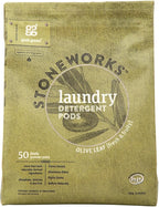 Grab Green Stoneworks Laundry Detergent Pods, Olive Leaf, 50 Loads (Pack of 1) - EPA Safer Choice Certified, Powered by Naturally Derived Plant & Mineral-Based Powder