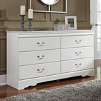 Signature Design by Ashley Anarasia Modern Glam Children's 6 Drawer Dresser, White