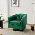 Pia Ricco Faux Leather Swivel Barrel Accent Chairs, 360° Swivel Round Single Sofa Chair, Comfy Upholstered Club Armchair with Nailhead Trim for Living Room/Reading Room/Bedroom, Green