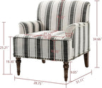 UIXE Stripe Accent Chairs Set of 2, Living Room Arm Chair Modern Nailhead Trim Club Armchair, Comfy Upholstered Sofa Lounge Seat Reading Seat Bedroom Side Seating for Home Office, Black