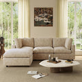 WJShome Modular Sectional Cloud Couch Modern L Shaped Sofa with Ottoman, 100 Inch 3-Seat Chenille Deep Seat Couches for Living Room, Bedroom and Apartment，Khaki