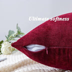 GAWAMAY Decorative Square Throw Pillow Covers 20"x20" Inch Set of 2, Super Soft Chenille Pillows Farmhouse Fall Pillowcase for Living Room Bedroom Sofa Couch Cushion Cover Burgundy Red 50x50cm