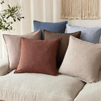 Foindtower Pack of 2, Decorative Linen Soild Throw Pillow Covers Soft Accent Euro Cushion Case Boho Farmhouse Pillowcase for Chair Couch Sofa Bedroom Living Room Home Decor 18 x 18 Inch Rust Red