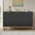 Scurrty Sideboard Cabinet with 3 Doors Buffet Cabinet with Adjustable Shelf, Storage Buffet with 3 Doors (Black)